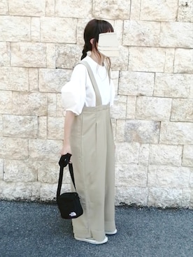 「袖ボリューム」｜「アイテム（オールインワン・サロペット）」を使った、i-waさん（レディース・153cm）の夏コーディネート