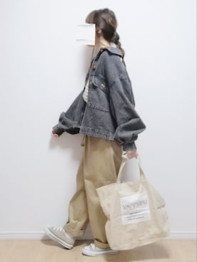 「袖ボリューム」｜「アイテム（ブルゾン）」を使った、i-waさん（レディース・153cm）の春コーディネート
