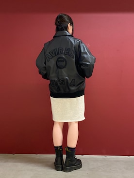 「秋冬」｜「アイテム（スタジャン）」を使った、にしはたさん（レディース・166cm）の秋コーディネート