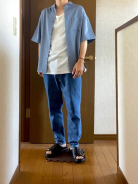 「TIMELY WARNING（タイムリーワーニング）のアイテム（トップス）」を使った、たかくんさん（メンズ・165cm）の夏コーディネート
