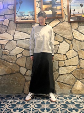 「SonnyLabel」｜「アイテム（スウェット）」を使った、たぐまさやこさん（レディース・158cm）の冬コーディネート