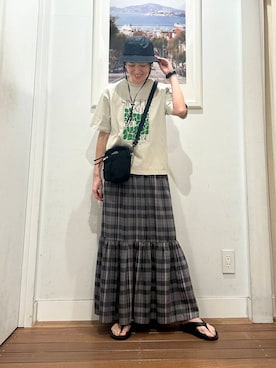「SonnyLabel」｜「アイテム（スカート）」を使った、たぐまさやこさん（レディース・158cm）の春コーディネート