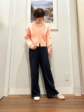 「URBAN RESEARCH DOORS(アーバンリサーチドアーズ)の『仁村紗和さん着用』『UR TECH Renew Knit』VネックZIPカーディガン(カーディガン/ボレロ、ピンク系)」を使った、たぐまさやこさん(レディース・158cm)の春コーディネート