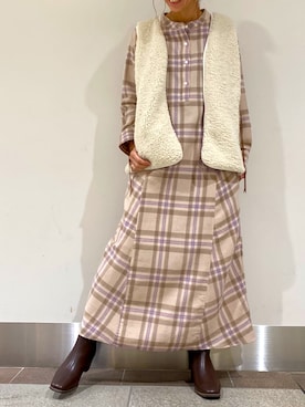 「SonnyLabel」｜「アイテム（その他アウター）」を使った、たぐまさやこさん（レディース・158cm）の秋コーディネート