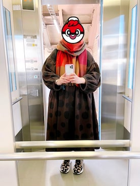 「大きいサイズ」｜「アイテム（PC・スマホグッズ/家電）」を使った、デブファッションの在り方さん（レディース・163cm）の冬コーディネート