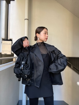 「旦那さんのを借りました」｜MAIさん（レディース・162cm）の冬コーディネート