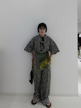 「アイテム（オールインワン・サロペット）」を使った、渡辺友美子さん（レディース・153cm・30代）の夏コーディネート
