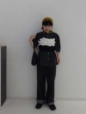 「ECREL（エクレール）のアイテム」を使った、渡辺友美子さん（レディース・153cm）の夏コーディネート