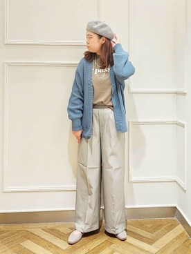 「SHOO・LA・RUE（シューラルー）の◆【高レビュー】洗えてサラサラ スクエアニットパンプス（パンプス、ベージュ系）」を使った、P☆さん（レディース）の秋コーディネート