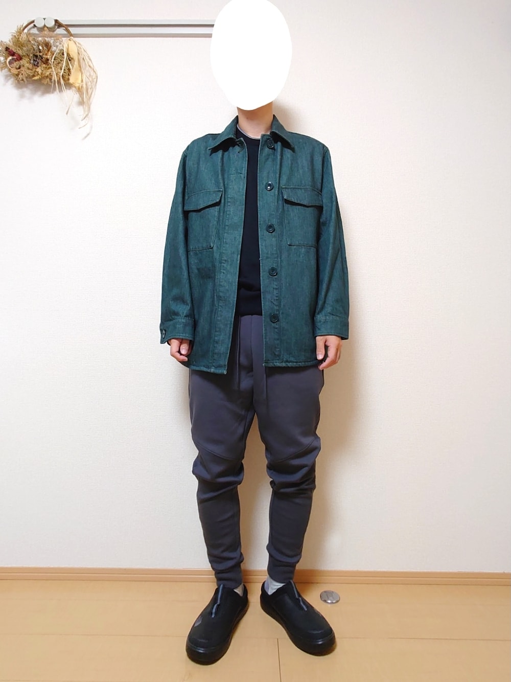 UNIQLO ユニクロダークグリーン デニムジャケット & パンツ セット