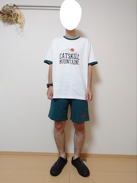 「真夏のアクティブスタイル」｜「アイテム（スリッポン）」を使った、ざんさん（メンズ・172cm）の夏コーディネート