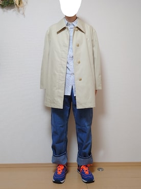 「UNIQLO JW ANDERSON」｜「アイテム（ステンカラーコート）」を使った、ざんさん（メンズ・172cm）の冬コーディネート