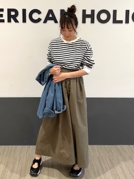 「AMERICAN HOLIC（アメリカンホリック）のアイテム（ネックレス）」を使った、asumi.さん（レディース・160cm）の春コーディネート
