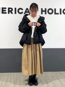 「AMERICAN HOLIC（アメリカンホリック）のアイテム（その他アウター）」を使った、asumi.さん（レディース・160cm）の冬コーディネート
