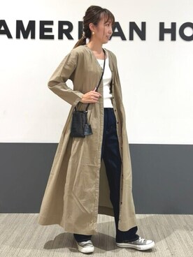「AMERICAN HOLIC（アメリカンホリック）のアイテム（ピアス（両耳用））」を使った、asumi.さん（レディース・160cm）の秋コーディネート