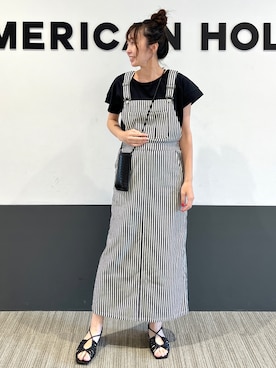 「AMERICAN HOLIC」｜「アイテム（ジャンパースカート）」を使った、asumi.さん（レディース・160cm）の春コーディネート