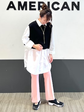「AMERICAN HOLIC（アメリカンホリック）のアイテム（ネックレス）」を使った、asumi.さん（レディース・160cm）の春コーディネート