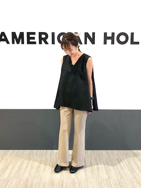 「ブラック×ベージュ」｜asumi.さん（レディース・160cm）の夏コーディネート
