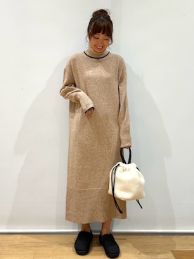 「AMERICAN HOLIC」｜「アイテム（ワンピース）」を使った、asumi.さん（レディース・160cm）の冬コーディネート