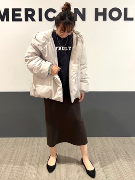 「AMERICAN HOLIC（アメリカンホリック）のアイテム（その他アウター）」を使った、asumi.さん（レディース・160cm）の冬コーディネート