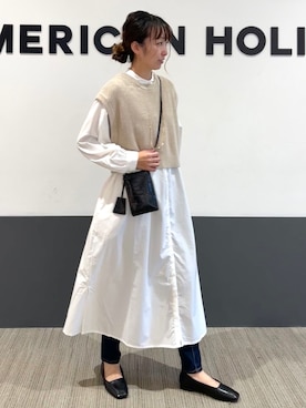 「セットアイテム」｜「アイテム（シャツワンピース）」を使った、asumi.さん（レディース・160cm）の冬コーディネート