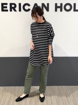 「AMERICAN HOLIC（アメリカンホリック）のアイテム（ピアス（両耳用））」を使った、asumi.さん（レディース・160cm）の春コーディネート