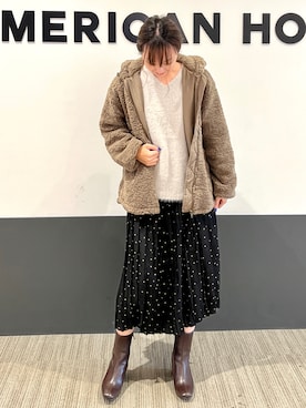 「AMERICAN HOLIC（アメリカンホリック）のアイテム（その他アウター）」を使った、asumi.さん（レディース・160cm）の冬コーディネート