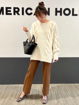 「AMERICAN HOLIC（アメリカンホリック）のアイテム（ピアス（両耳用））」を使った、asumi.さん（レディース・160cm）の秋コーディネート