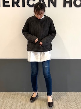 「AMERICAN HOLIC（アメリカンホリック）のアイテム（パンプス）」を使った、asumi.さん（レディース・160cm）の冬コーディネート
