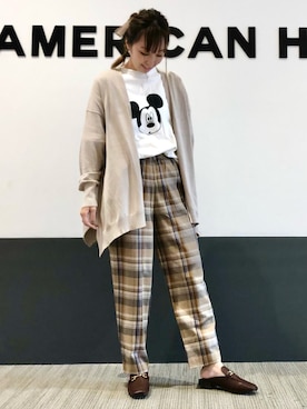 「ミッキー」｜「アイテム（ローファー）」を使った、asumi.さん（レディース・160cm）の秋コーディネート