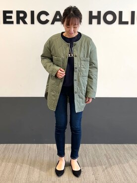「AMERICAN HOLIC」｜「アイテム（ブルゾン）」を使った、asumi.さん（レディース・160cm）の冬コーディネート