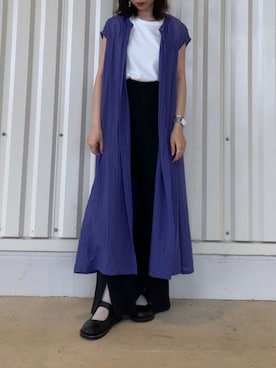 「パープル×黒」｜「アイテム（パンツ）」を使った、なかめさん（レディース・156cm）の夏コーディネート