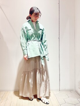 「ワッフル」｜「アイテム（その他アウター）」を使った、ゆりまる*さん（レディース・160cm）の春コーディネート