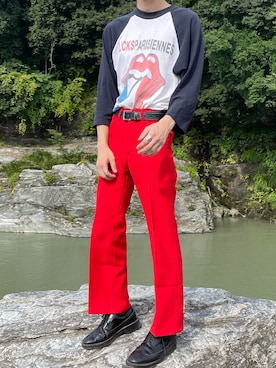 「ラグランTシャツ」｜「アイテム（スラックス）」を使った、Kさん（メンズ・170cm）の夏コーディネート