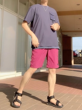 「LOGOS（ロゴス）のアイテム（パンツ）」を使った、tak mikさん（メンズ・173cm）の夏コーディネート