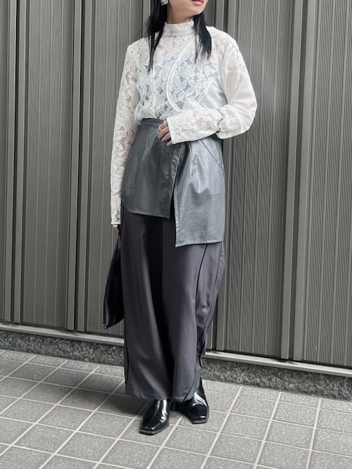 ブラウス シャツ 「＆g'aime」MIXレースカーブスイッチブラウス　MIX Lace Curved Switch Blouse レディース &g'aime】MIXレースカーブスイッチブラウス MIX Lace Curved