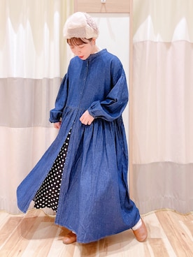 「サマンサモスモス」｜「アイテム（シャツワンピース）」を使った、みなも (･×･)さん（レディース・151cm）の冬コーディネート