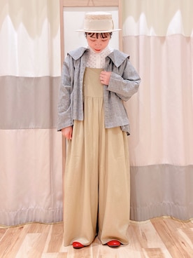 「羽織り」｜「アイテム（オールインワン・サロペット）」を使った、みなも (･×･)さん（レディース・151cm）の春コーディネート