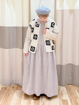 「かぎ編みニット」｜みなも (･×･)さん（レディース・151cm）の秋コーディネート
