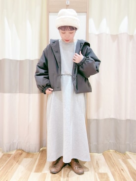 「サマンサモスモス」｜「アイテム（ノーカラージャケット）」を使った、みなも (･×･)さん（レディース・151cm）の冬コーディネート