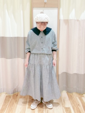 「Samansa Mos2（サマンサ モスモス）の配色前後2WAYブラウス（シャツ/ブラウス）」を使った、みなも (･×･)さん（レディース・151cm）の冬コーディネート