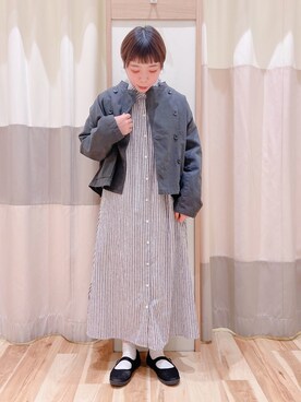 「Samansa Mos2（サマンサ モスモス）のダブル釦ショートジャケット（その他アウター）」を使った、みなも (･×･)さん（レディース・151cm）の冬コーディネート