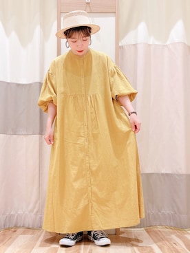 「袖ボリューム」｜「アイテム（帽子）」を使った、みなも (･×･)さん（レディース・151cm）の夏コーディネート