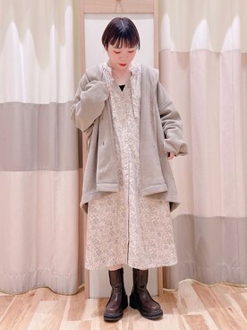 「Samansa Mos2 blue」｜「アイテム（シャツワンピース）」を使った、みなも (･×･)さん（レディース・151cm）の秋コーディネート