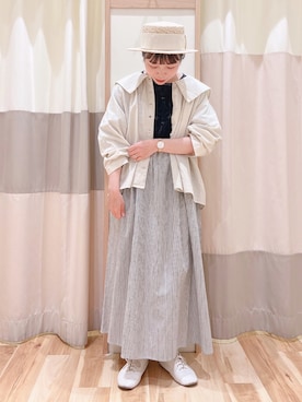 「Samansa Mos2（サマンサ モスモス）のモチーフレースワンピース（ワンピース）」を使った、みなも (･×･)さん（レディース・151cm）の春コーディネート