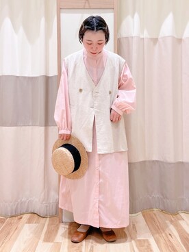 「サマンサ モスモス(Samansa Mos2)」｜「アイテム（シャツワンピース）」を使った、みなも (･×･)さん（レディース・151cm）の春コーディネート