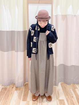 「かぎ編みニット」｜みなも (･×･)さん（レディース・151cm）の秋コーディネート