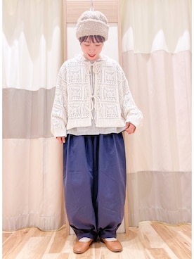 「かぎ編みニット」｜みなも (･×･)さん（レディース・151cm）の冬コーディネート