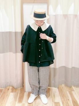 「Samansa Mos2（サマンサ モスモス）の配色前後2WAYブラウス（シャツ/ブラウス）」を使った、みなも (･×･)さん（レディース・151cm）の冬コーディネート