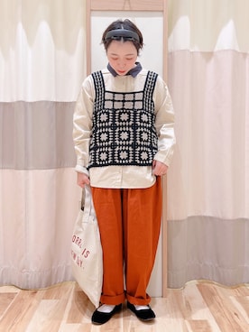 「かぎ編みニット」｜みなも (･×･)さん（レディース・151cm）の秋コーディネート